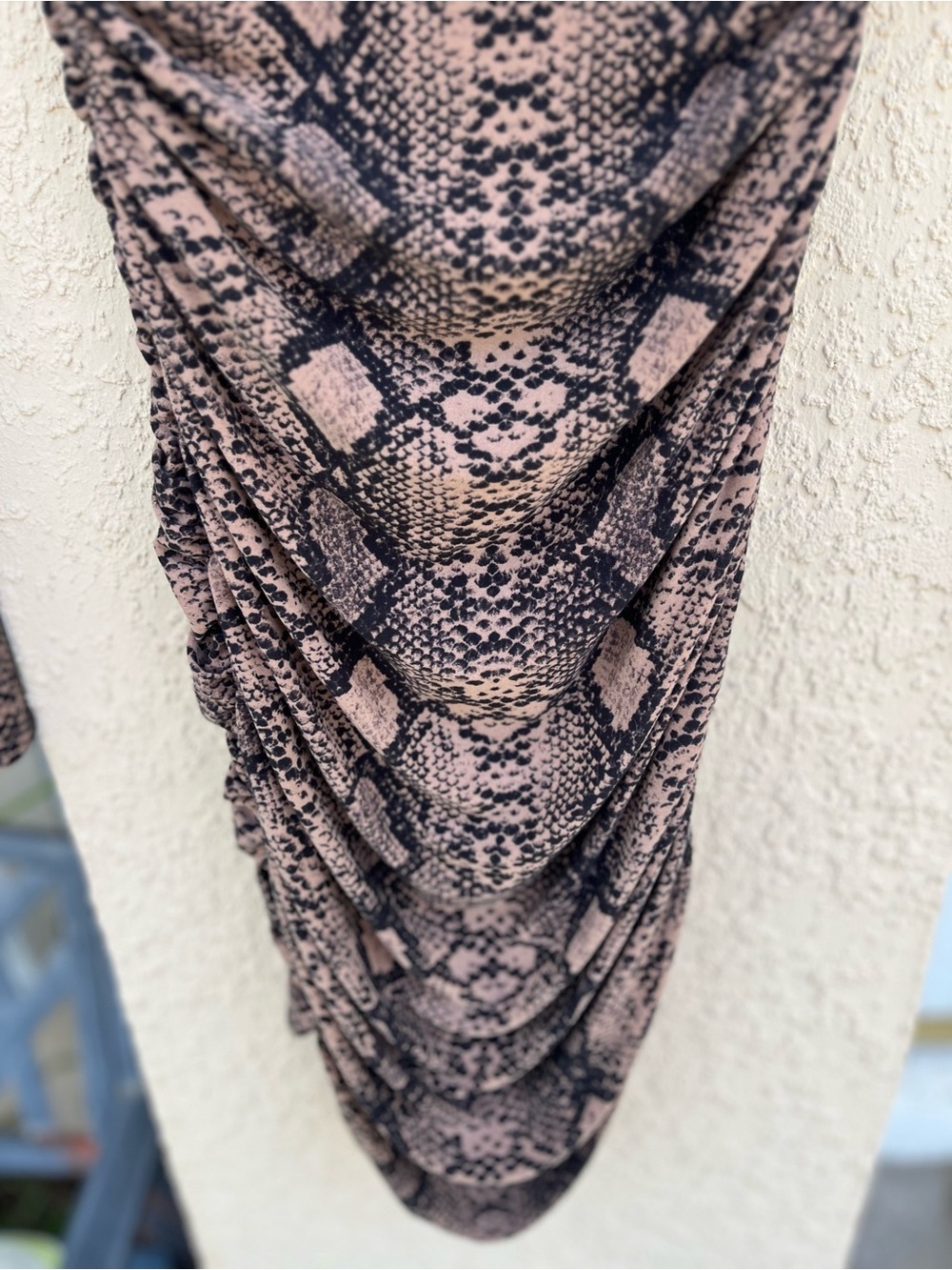 Windsor Snake Print Ruched Bodycon Dress Deep V Neck Long Sleeve Going out y2k - Picture 6 of 9